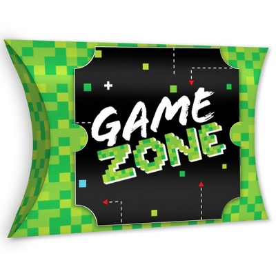 Big Dot of Happiness Game Zone - Favor Gift Boxes - Pixel Video Game Party or Birthday Party Large Pillow Boxes - Set of 12