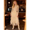 Women's Tulle Fairy Midi Skirt - A-Line Tiered Long Skirt with High Elastic Waist Champagne - 2 of 4