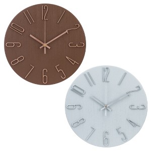 REGALWOVEN 2 Pcs Plastic Classic Battery Powered Silent Non-Ticking Wall Clock 12 x 12 Inches - 1 of 4