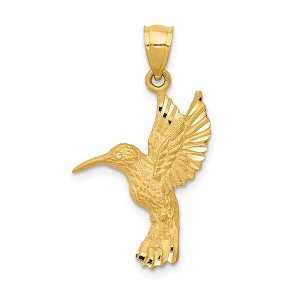Black Bow Jewelry 14k Yellow Gold Diamond Cut Hummingbird Pendant - 1 of 4