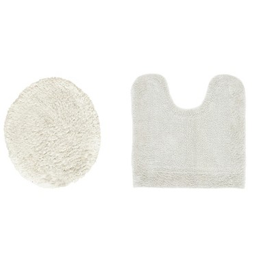 Edge Bath Rug 100% Premium Cotton Ultra-soft Water Absorbent Tufted Solid Reversible 2 Piece Bathroom Rug Set For Machine Washable Bathmat