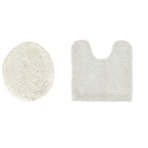 Edge Bath Rug 100% Premium Cotton Ultra-soft Water Absorbent Tufted Solid Reversible 2 Piece Bathroom Rug Set For Machine Washable Bathmat - 1 of 4