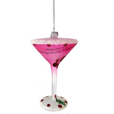 Kurt S. Adler Happy Hour Mouth Blown Glass Pomegranate Martini Christmas Ornament  5.5"