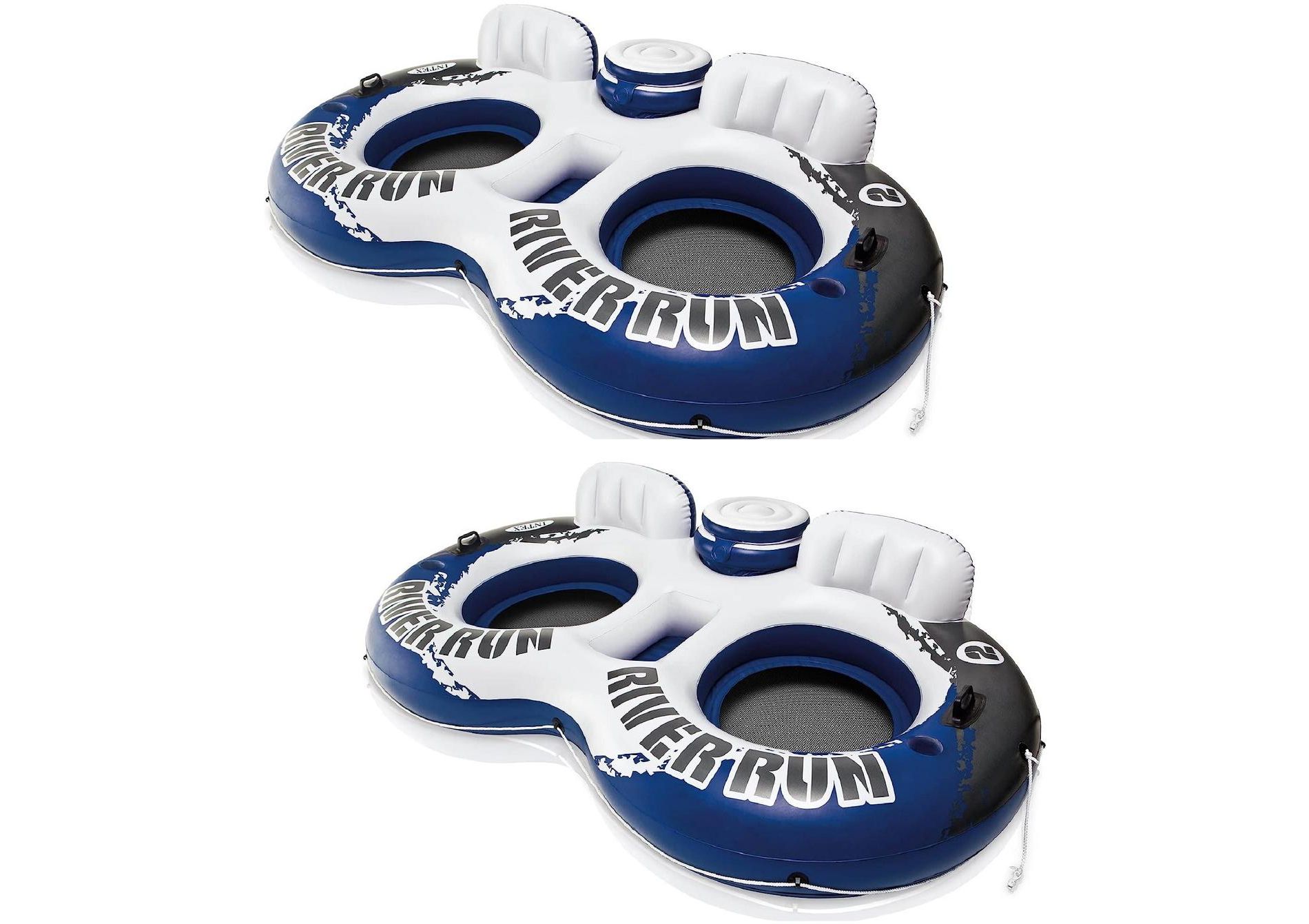 Intex River Run II Inflatable Floating Lake Tube with Cooler 2-Pack