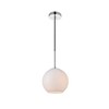 Elegant Lighting Baxter 1 Light Chrome Pendant With Frosted White Glass - 3 of 4