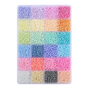 John Bead 300g Assorted Glass Seed Beads 8/0, 24 Rainbow Pastel Colors Round Bead for DIY Crafts Jewelry Making Bead Box - 1 of 4
