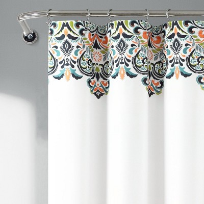 Clara Shower Curtain Navy/Tangerine Single 72X72