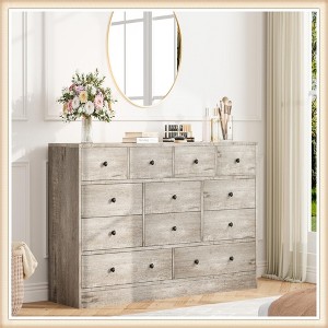 Jojoka 12 Drawer Dresser with Power Outlet, 61" Wide Wood Chest for Bedroom, Closet, Living Room Storage, Tall Dresser Organizer - 1 of 4