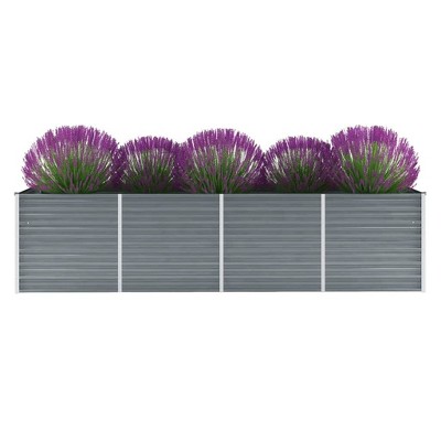 vidaXL Raised Bed Grey Galvanized Steel 94.5x31.5x30.3 in Sturdy