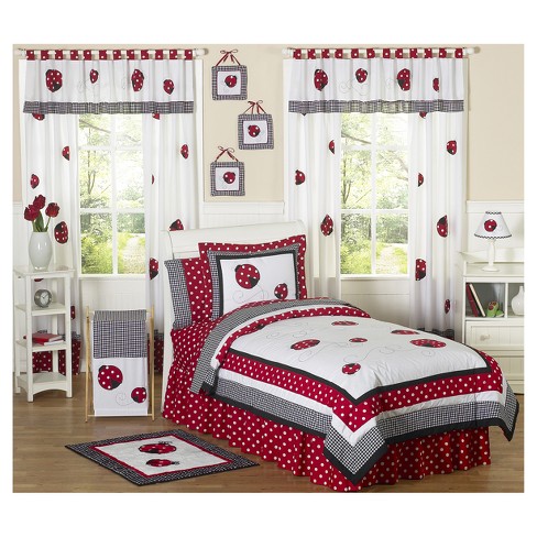 red & black polka dot ladybug comforter set (twin) - sweet jojo