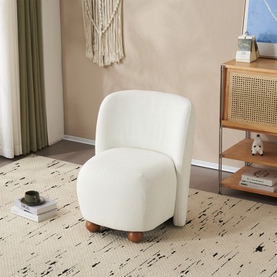 Runesay Modern Low Back Accent Chair,Upholstered Armless Living Room Chairs with Round Pine Wood Feet