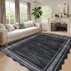 8x10 Striped Border Washable Area Rug, Low-Pile Non-Slip Indoor Carpet for Bedroom, Living Room, Dining, Office, Black - 3 of 4