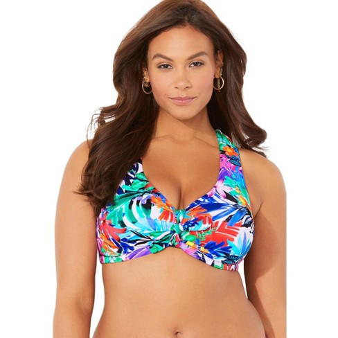  Swimsuits For All Women's Plus Size Plunge Tankini Top