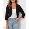 Womens Cropped Blazer Casual Elegant 3/4 Sleeve Collarless Open Front Bolero Cardigan Work Jacket Shrug - 3 of 4