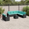vidaXL 10 Piece Patio Sofa Set with Cushions Black and Blue - With Table - 2 of 4