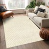 Washable Modern Stripe Rug Non Slip Low Pile Rug Soft Throw Floor Cover Foldable Indoor Carpet for Living Room Bedroom,Beige/10'x13' - 3 of 4