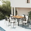 vidaXL 5-Piece Outdoor Patio Dining Set - Black PE Rattan, Cream White Cushions - Weather Resistant, Easy to Assemble - Contemporary Design Lounge Set - 2 of 4