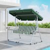 3-Person Porch Swing with Canopy Outdoor Patio Swing Chair for Adults, Steel Frame, Cushions, Armrests - 3 of 4