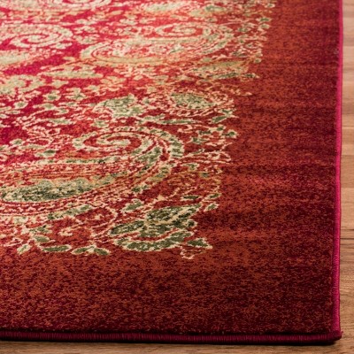 Lyndhurst Red and Multicolor Synthetic Rectangular Area Rug