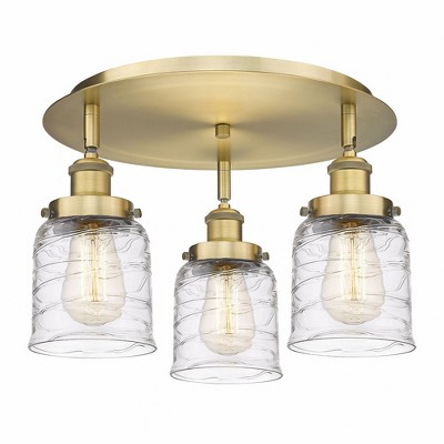 Bell - 3 Light Flush Mount In Art Deco Style-9.25 Inches Tall and 16.75 Inches Wide