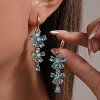 Vuskdtei18K Gold Plated Flower Dangle Earrings for Women, Hypoallergenic Cubic Zirconia Earrings, Elegant Chandelier Drop Earrings - 3 of 4