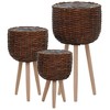 vidaXL Planter 3 pcs Wicker with PE Lining - 2 of 4