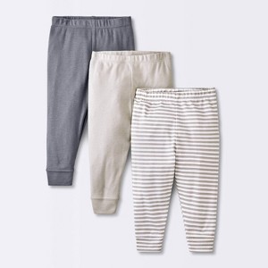 Baby 3pk Cotton Pants - Cloud Island™ Gray - 1 of 3