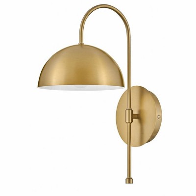 Lou Lacquered Brass and Black Mid-Century Modern Sconce