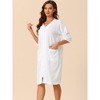cheibear Women's Waffle 3/4 Sleeves Spa Bathrobe Loungewear Zipper Up One Piece Pajama Robes - 2 of 4