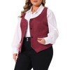 Agnes Orinda Women's Plus Size Sleeveless Jacquard Full Lining Elegant Suit Vests - 2 of 4