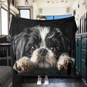 Four Seasons Interior Decoration Car Nap Blanket with Rest Shih Tzu Pattern Fleece Blanket Bedding, Christmas Gifts - 1 of 4