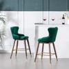 Roundhill Furniture Leland Fabric Upholstered Counter Height Wingback Stools, Green, Set of 2 - 3 of 4