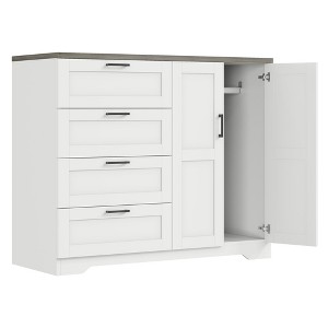 EcoSummer Double Door Four Drawer Wardrobe, Sturdy Bedroom Closet with Hanging Rail, White Freestanding Storage Cabinet for Bedroom, Hallway - 1 of 4