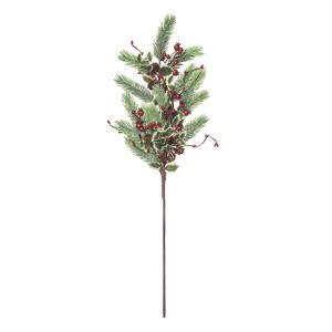 Transpac Metal 29 in. Green Christmas Christmas Fir and Berry Spray - 1 of 2