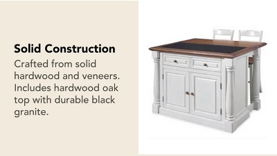 Home styles monarch antiqued white best sale kitchen island and two stools