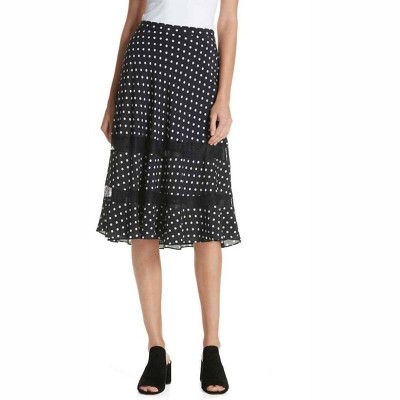 Women's Polka Dot Lace Trim A Line Midi Skirt - Lewit