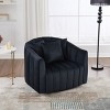 40.35" Oversized Velvet 360° Swivel Barrel Chair and Half with 3 Pillows,Channel Tufted Pumpkin Club Armchair for Living Room-Baofuwish - 3 of 4