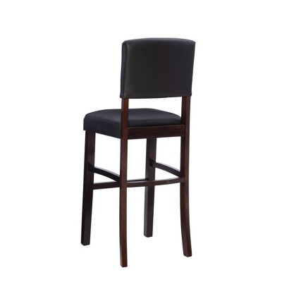 Espresso Elegance 30" Dark Brown Leather Upholstered Barstool