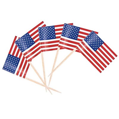 100pcs/pack 65mm National Flag Toothpick Cupcake Toppers Cocktail Sticks, Style: American