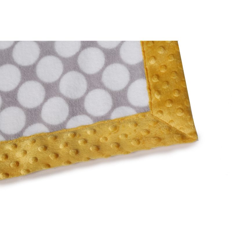 Bacati - Grey Dots with Solid Border Blanket (Grey Dots/Yellow Border), 3 of 5
