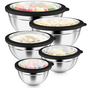 Itopfox Stainless Steel Mixing Bowls with Visible Airtight Lids, 10-Piece Nesting Set for Kitchen Prepping & Storing Food - 1 of 4