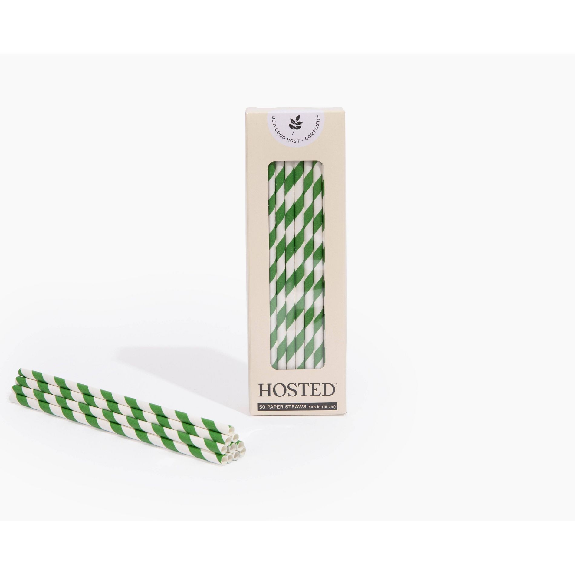 Hosted Compostable Printed Paper Straws - 50ct
