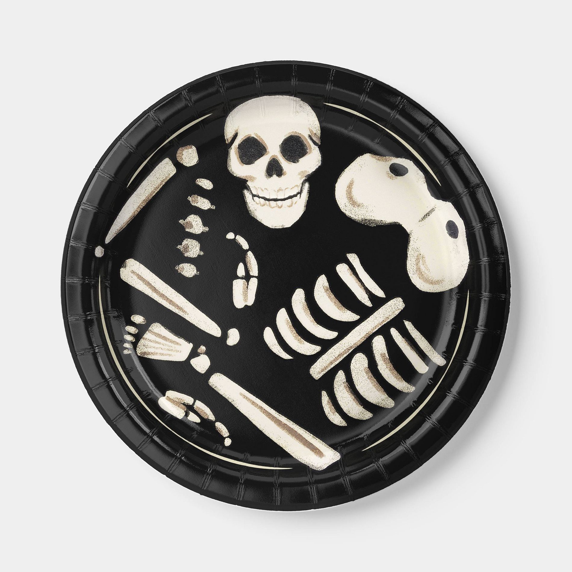 Skeleton Bones Disposable Snack Plates - 7" - 20ct - Black - Hyde and EEK! Boutique™: Halloween