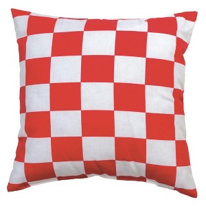 Checkerboard Red 18x18 inch Climaweave Pillow – Indoor Outdoor by Manual Woodworkers and Weavers - 1 of 3