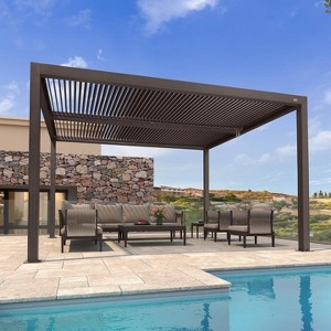 PURPLE LEAF Outdoor Louvered Pergola Sun Shade Outside Canopy with Aluminum Roof for Pool Hot Tub Backyard Garden Pavilion Patio Hardtop Gazebo - 1 of 4