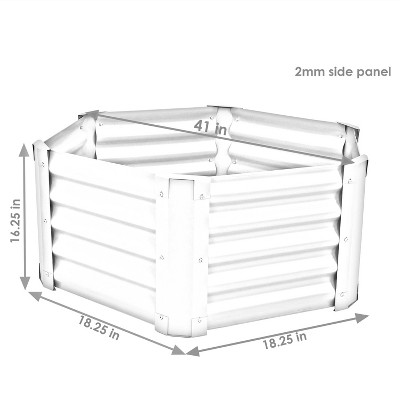 Gray Powder-Coated Steel Hexagon Raised Garden Bed Kit