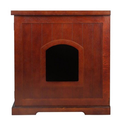 Walnut Freestanding Pet Litter Box Enclosure Bench with Storage