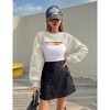 Women's Knitted Crop Top Long Sleeve Hollow Out Shrug Sweater  Knit Cover Up Tops - 3 of 4