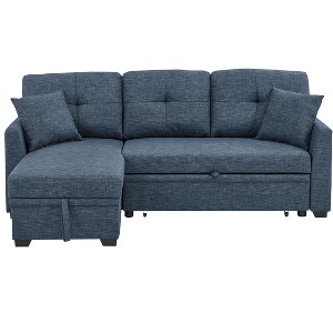 TiramisuBest 86" Gray Upholstered Pull-Out Sofa Bed - 1 of 4