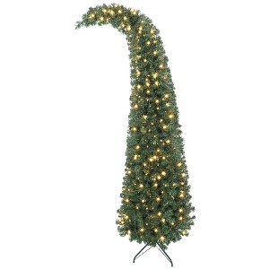 Whisen 7FT Slim Christmas Tree with Bent Top, 777 Tips & Stable Metal Base - Green - 1 of 4